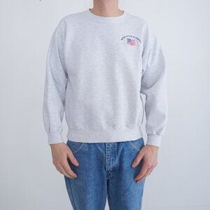 Vintage Nineties Jerzees Gray Heavyweight Embroidered Usa Crew Neck Sweater M
